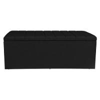 Calçadeira Baú Solteiro 0,90m Londres Suede Preto Dal Poz Estofados - 3