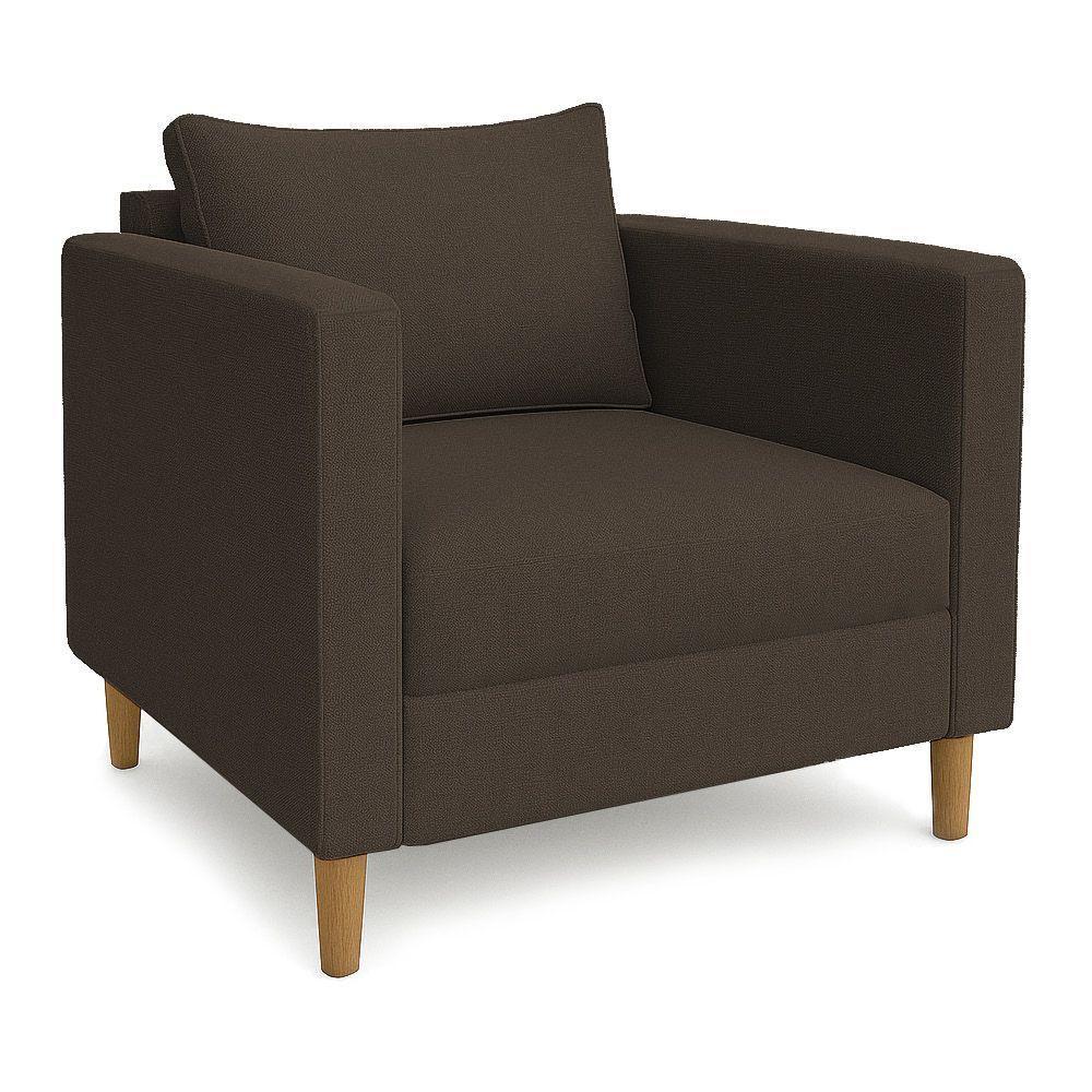 Poltrona Decorativa Helena Linho Marrom Dal Poz Estofados - 1