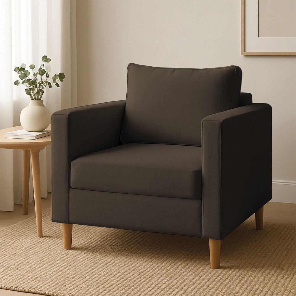 Poltrona Decorativa Helena Linho Marrom Dal Poz Estofados - 5