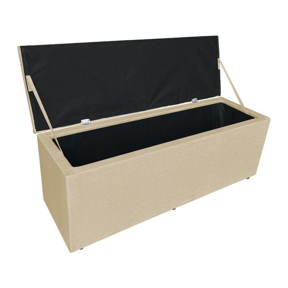 Kit Cabeceira Painel E Calçadeira Baú Casal King 1,95m Londres Linho Dourado Dal Poz Estofados - 6