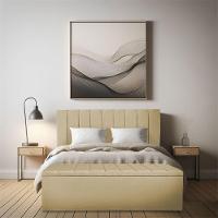 Kit Cabeceira Painel E Calçadeira Baú Casal King 1,95m Londres Linho Dourado Dal Poz Estofados - 2