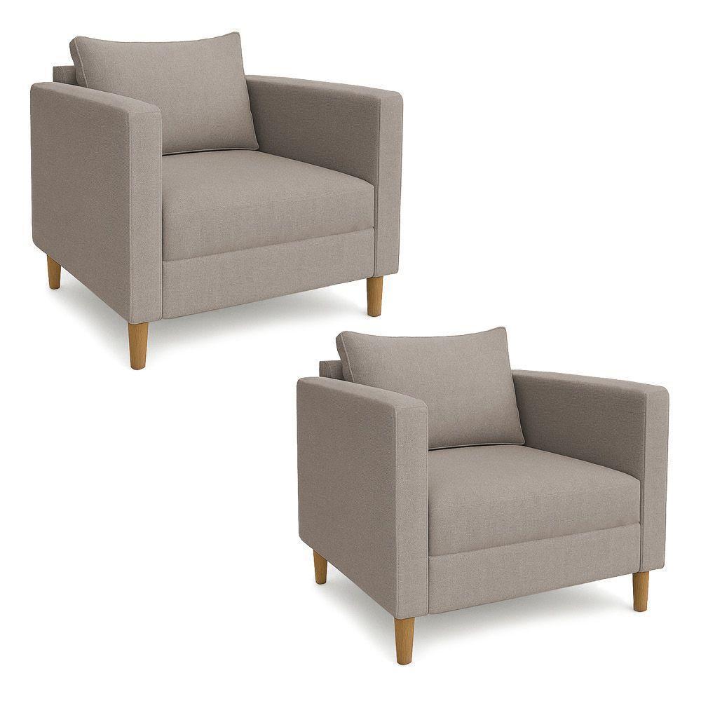 Kit 2 Poltronas Decorativa Helena Linho Capuccino Dal Poz Estofados - 1