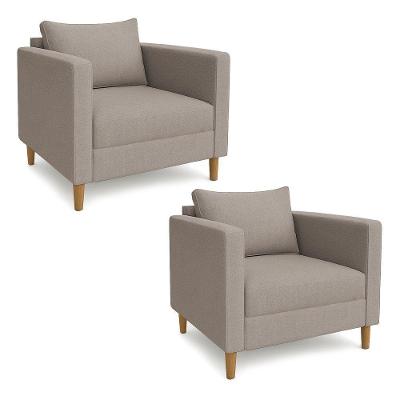 Kit 2 Poltronas Decorativa Helena Linho Capuccino Dal Poz Estofados