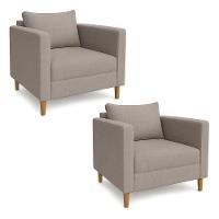 Kit 2 Poltronas Decorativa Helena Linho Capuccino Dal Poz Estofados - 1