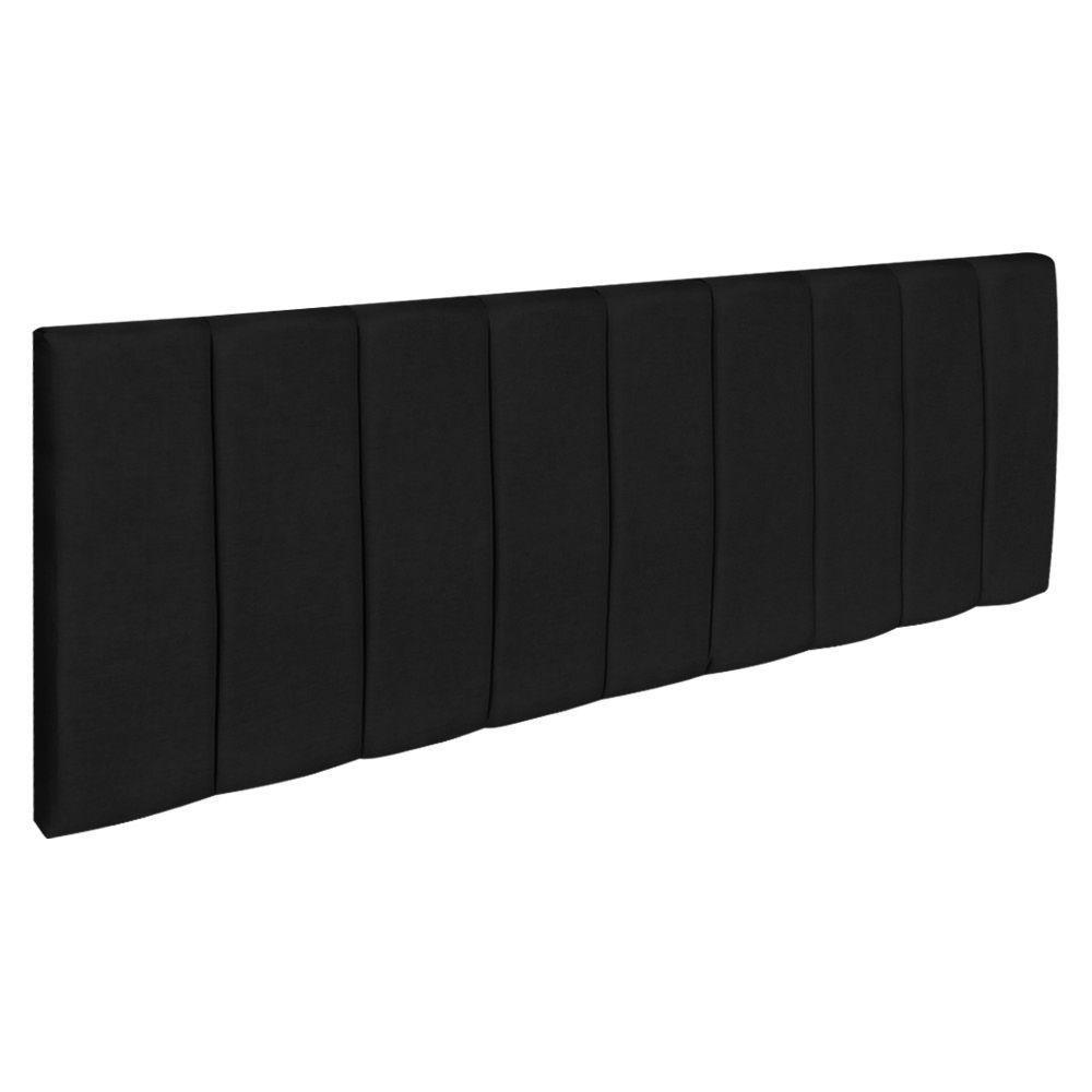 Kit Cabeceira Painel E Calçadeira Baú Casal Queen 1,60m Londres Suede Preto Dal Poz Estofados - 3