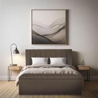 Kit Cabeceira Painel E Calçadeira Baú Casal King 1,95m Londres Linho Marrom Dal Poz Estofados - 2