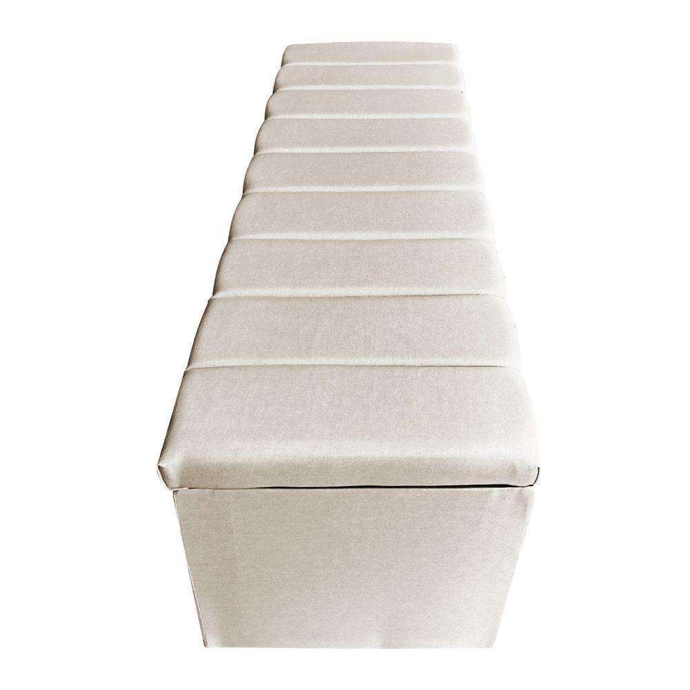 Calçadeira Baú Solteiro 0,90m Londres Veludo Bege Dal Poz Estofados - 4