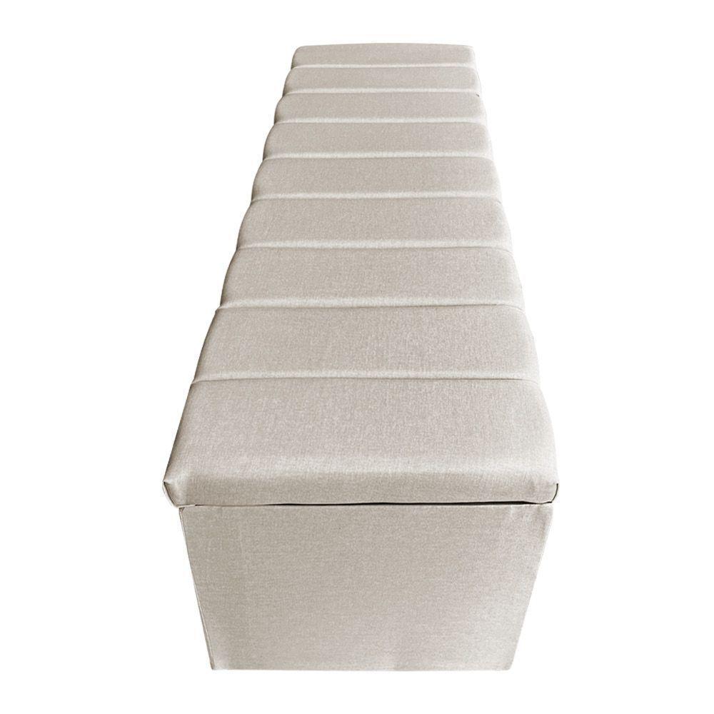 Calçadeira Baú Solteiro 0,90m Londres Linho Bege Dal Poz Estofados - 4