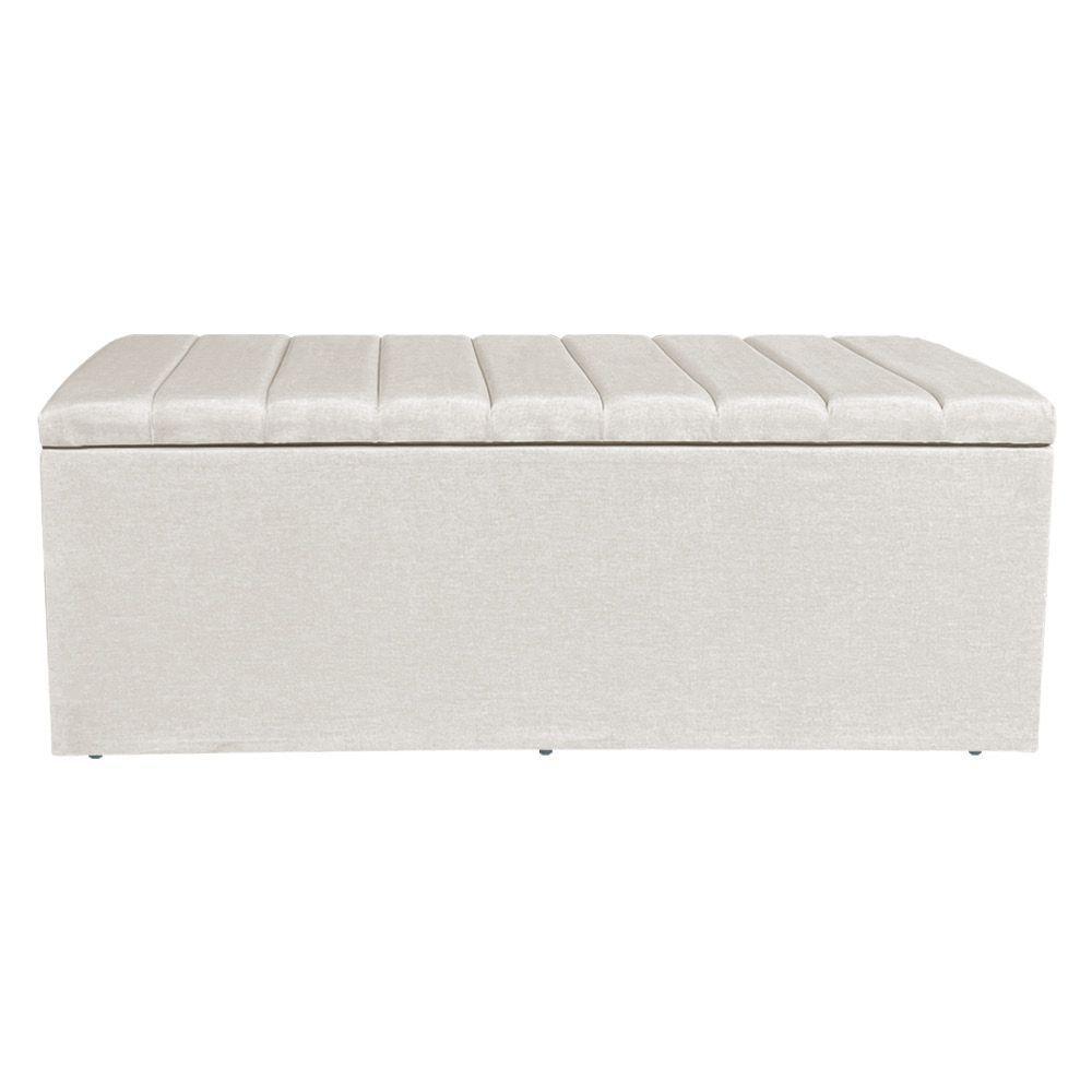 Calçadeira Baú Solteiro 0,90m Londres Linho Bege Dal Poz Estofados - 5