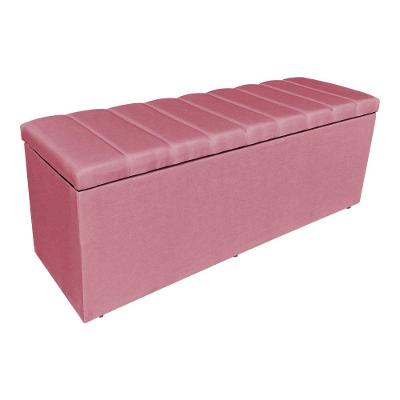 Calçadeira Baú Casal King 1,95m Londres Suede Rosa Dal Poz Estofados