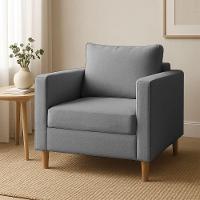 Poltrona Decorativa Helena Linho Cinza Dal Poz Estofados - 2