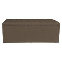 Calçadeira Baú Casal Queen 1,60m Londres Linho Marrom Dal Poz Estofados - 5