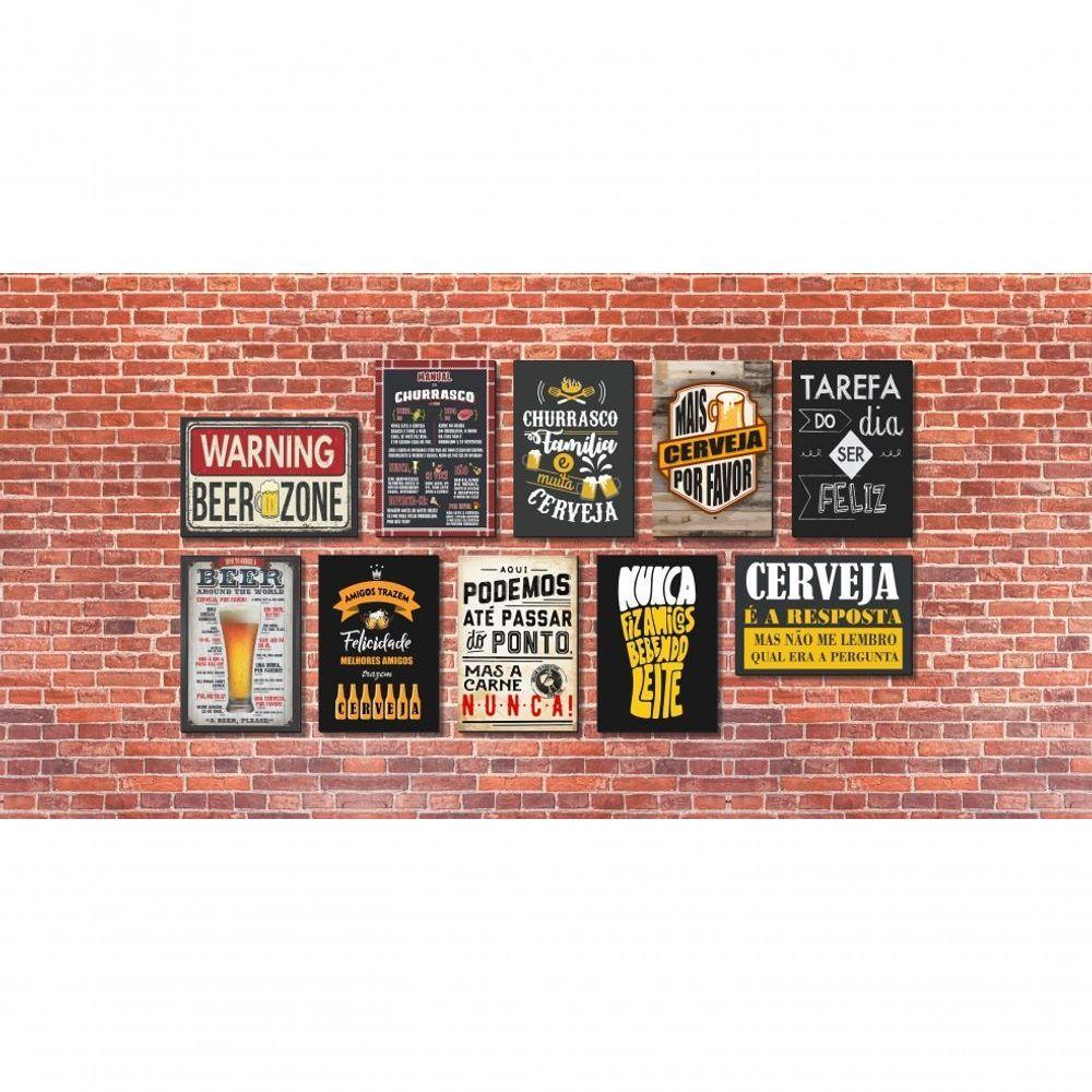 Kit 10 Placas Decorativas Para Cantinho Do Churrasco Bebidas Lazer 30x20 - 2