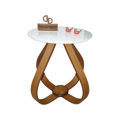 Mesa Lateral Cebola Com Vidro 45cm 50cm Branco