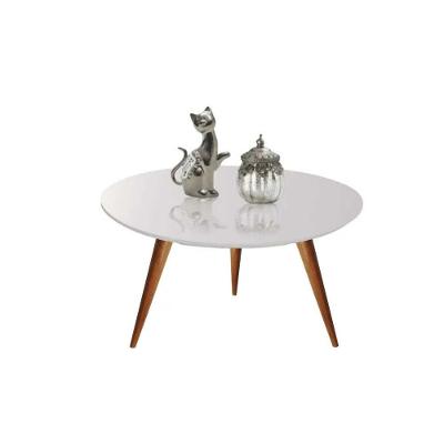 Mesa Mesinha De Centro 70cm Laqueado Com Vidro Off White