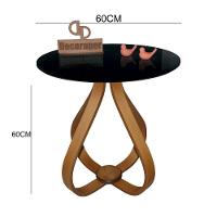Mesa Lateral Cebola Com Vidro 60cm Preto 60cm - 2