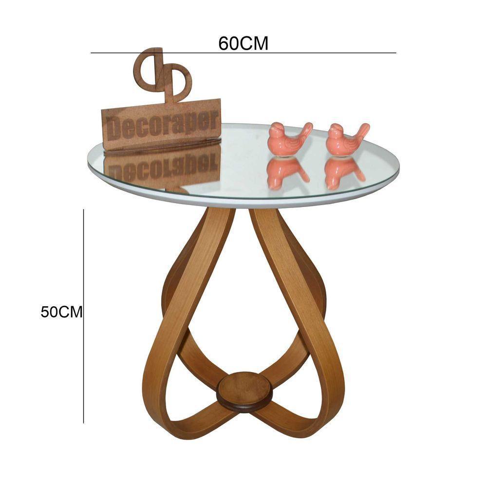 Mesa Lateral Cebola Com Espelho 60cm Branco 50cm - 2