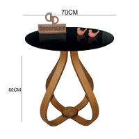 Mesa Lateral Cebola Com Vidro 70cm Preto 60cm - 2