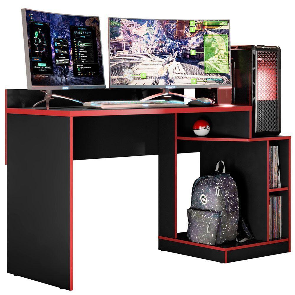 Mesa Gamer Play Com 2 Nichos Albatroz Preto/vermelho - 2
