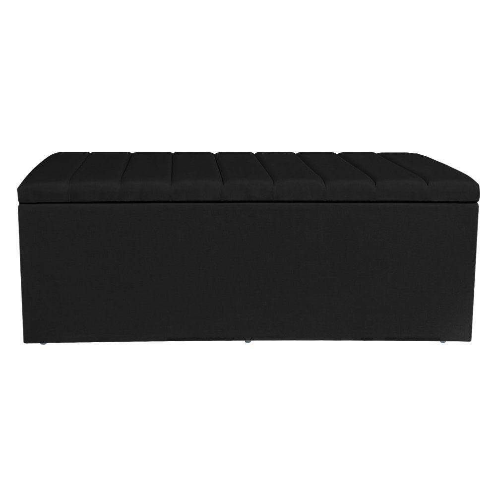 Calçadeira Baú Casal King 1,95m Londres Suede Preto Dal Poz Estofados - 2