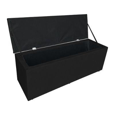 Calçadeira Baú Casal King 1,95m Londres Suede Preto Dal Poz Estofados