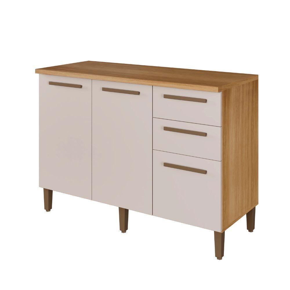 Balcão Diamante 3 Portas 2 Gavetas Arte Móveis Cinamomo/off - 2