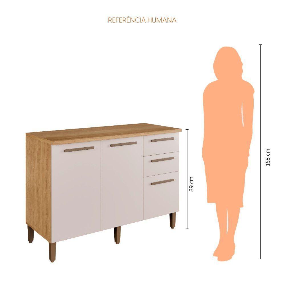 Balcão Diamante 3 Portas 2 Gavetas Arte Móveis Cinamomo/off - 3