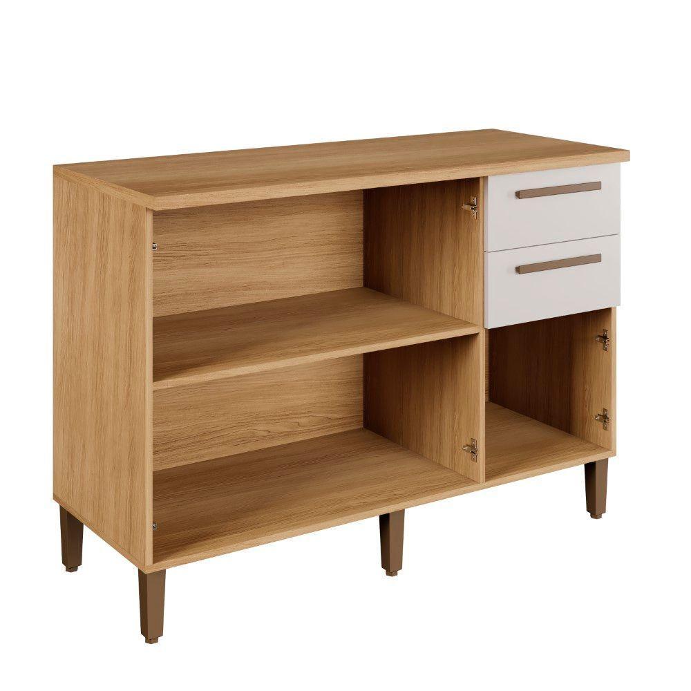 Balcão Diamante 3 Portas 2 Gavetas Arte Móveis Cinamomo/off - 8