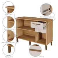 Balcão Diamante 3 Portas 2 Gavetas Arte Móveis Cinamomo/off - 5