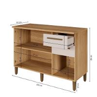 Balcão Diamante 3 Portas 2 Gavetas Arte Móveis Cinamomo/off - 7