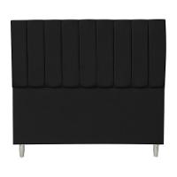 Kit Cabeceira E Calçadeira Baú Casal 1,40m Londres Suede Preto Dal Poz Estofados