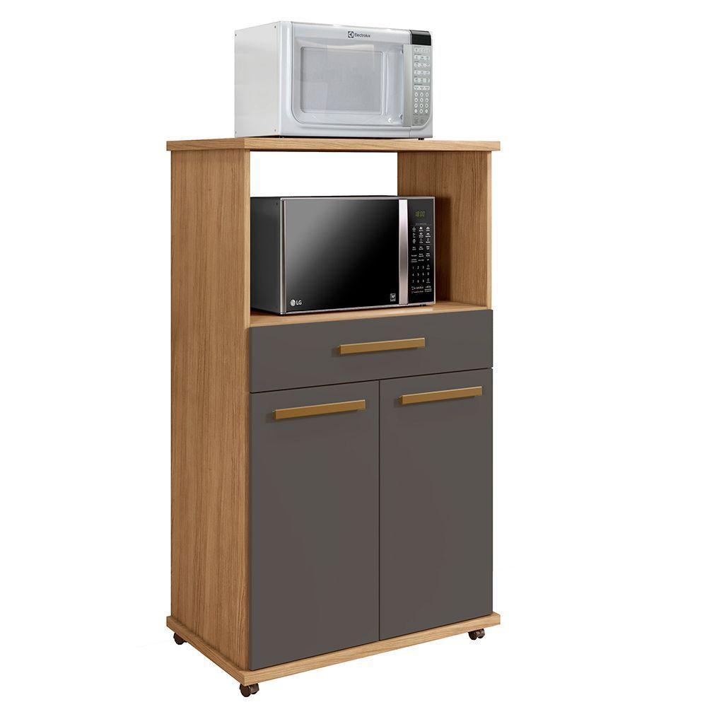 Balcão Conquista 02 Portas 01 Gavetas Arte Móveis Cinamomo/grafite - 1