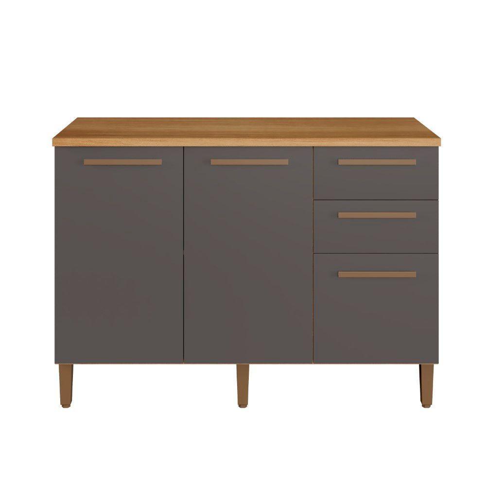 Balcão Diamante 3 Portas 2 Gavetas Arte Móveis Cinamomo/grafite - 1