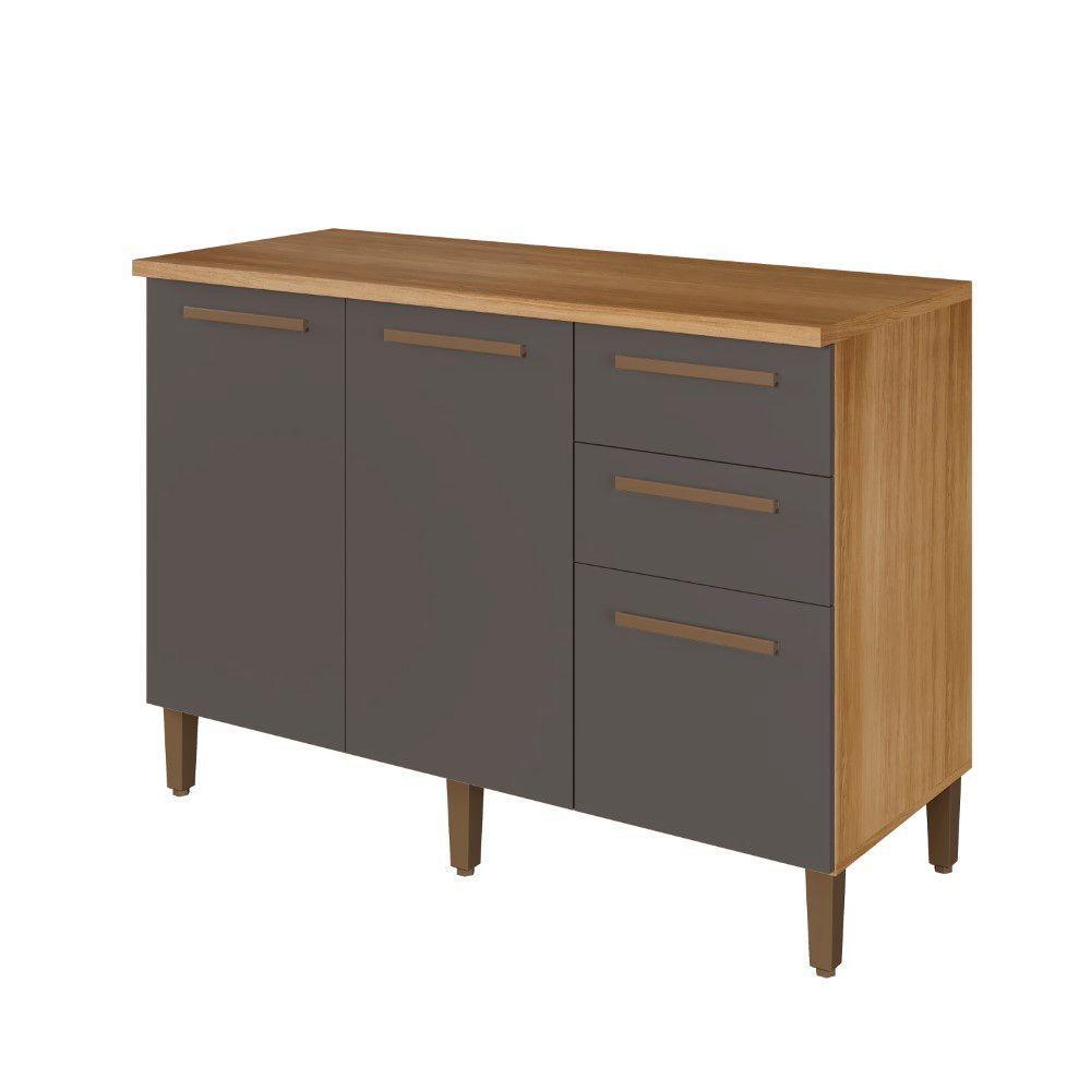 Balcão Diamante 3 Portas 2 Gavetas Arte Móveis Cinamomo/grafite - 2