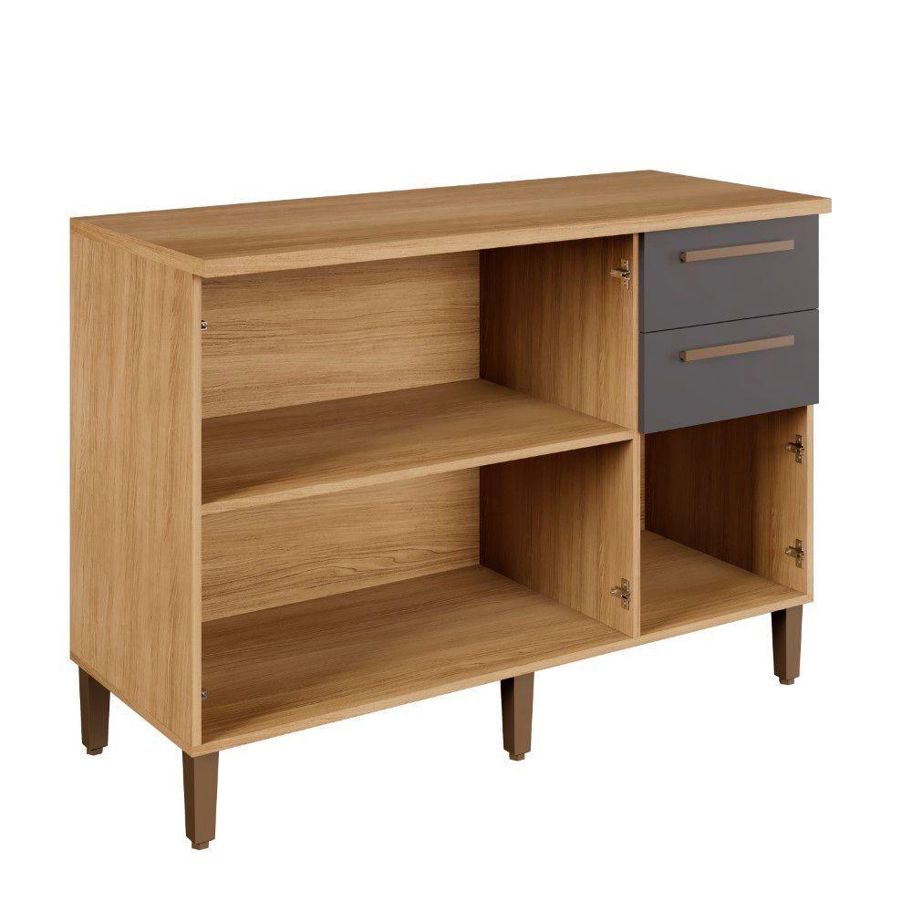 Balcão Diamante 3 Portas 2 Gavetas Arte Móveis Cinamomo/grafite - 7