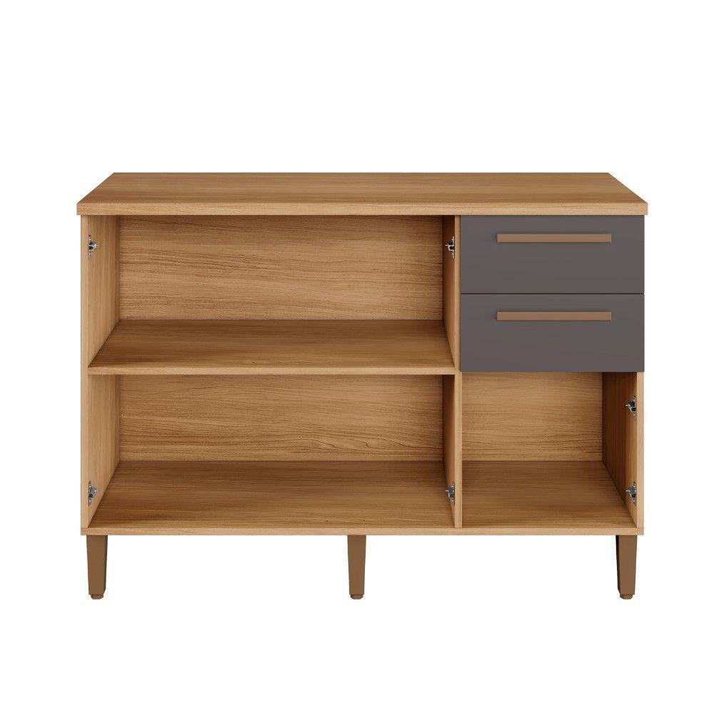 Balcão Diamante 3 Portas 2 Gavetas Arte Móveis Cinamomo/grafite - 8