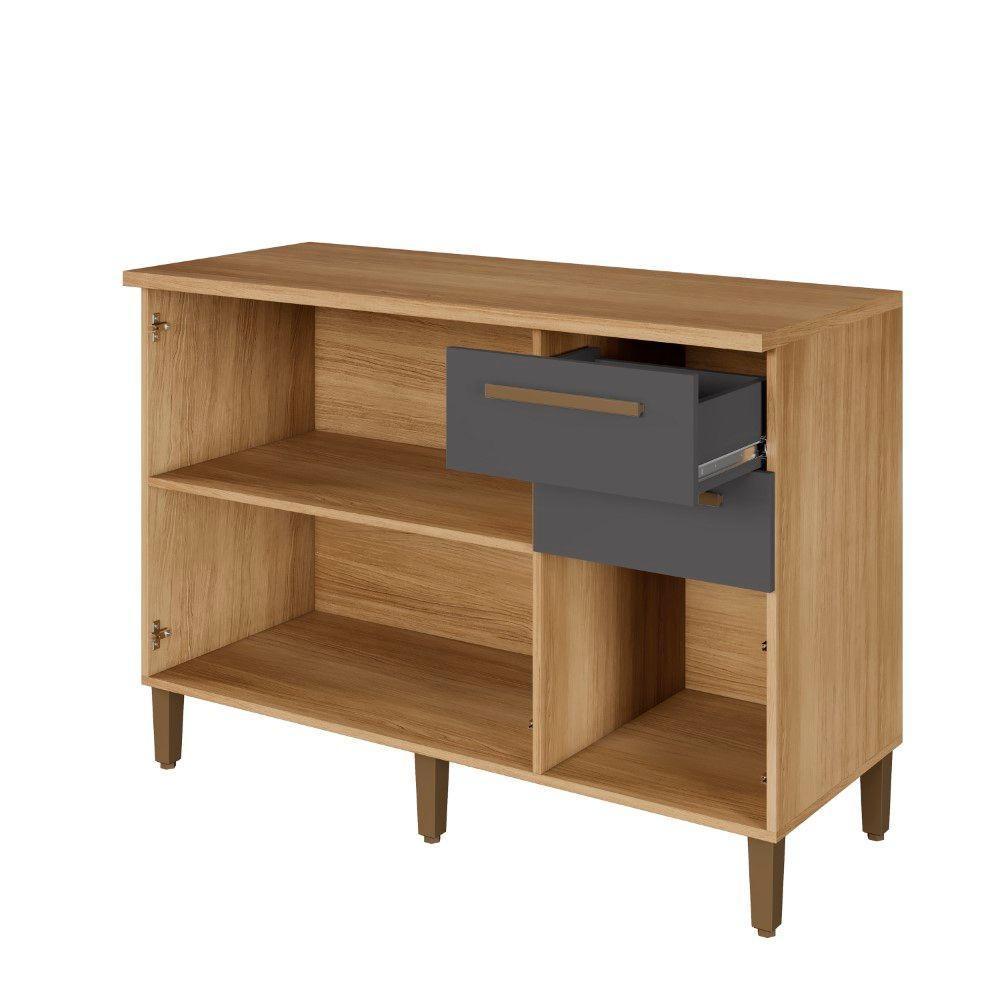 Balcão Diamante 3 Portas 2 Gavetas Arte Móveis Cinamomo/grafite - 10