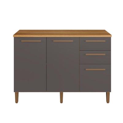 Balcão Diamante 3 Portas 2 Gavetas Arte Móveis Cinamomo/grafite