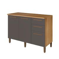 Balcão Diamante 3 Portas 2 Gavetas Arte Móveis Cinamomo/grafite - 2