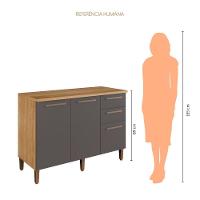 Balcão Diamante 3 Portas 2 Gavetas Arte Móveis Cinamomo/grafite - 3