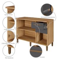 Balcão Diamante 3 Portas 2 Gavetas Arte Móveis Cinamomo/grafite - 5