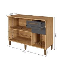 Balcão Diamante 3 Portas 2 Gavetas Arte Móveis Cinamomo/grafite - 6