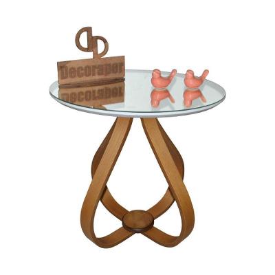 Mesa Lateral Cebola Com Espelho 60cm Branco 70cm