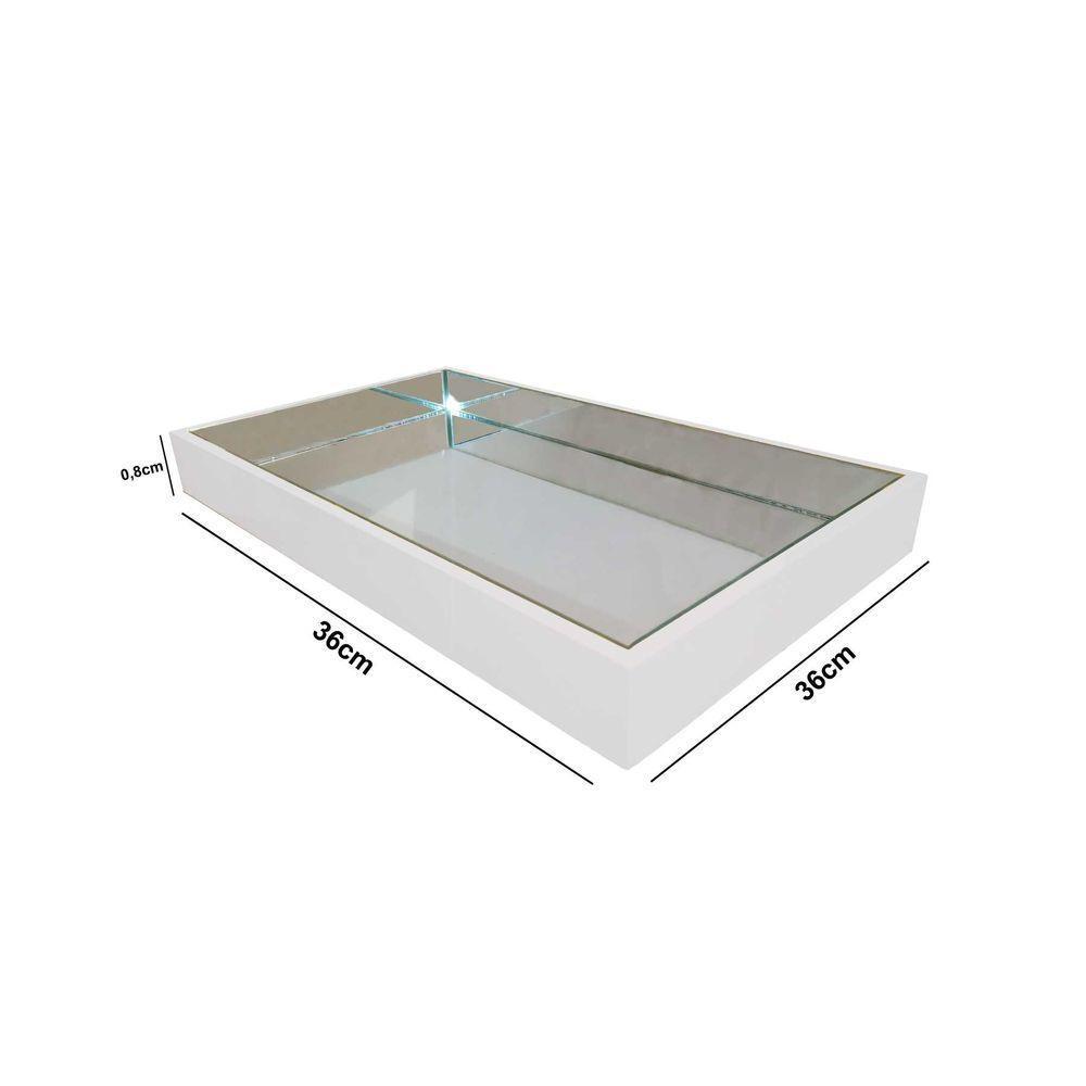 Bandeja Espelhada Laqueada Decorativa Branco - 2
