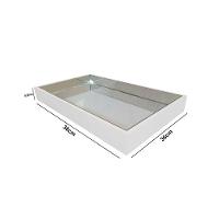 Bandeja Espelhada Laqueada Decorativa Branco - 2