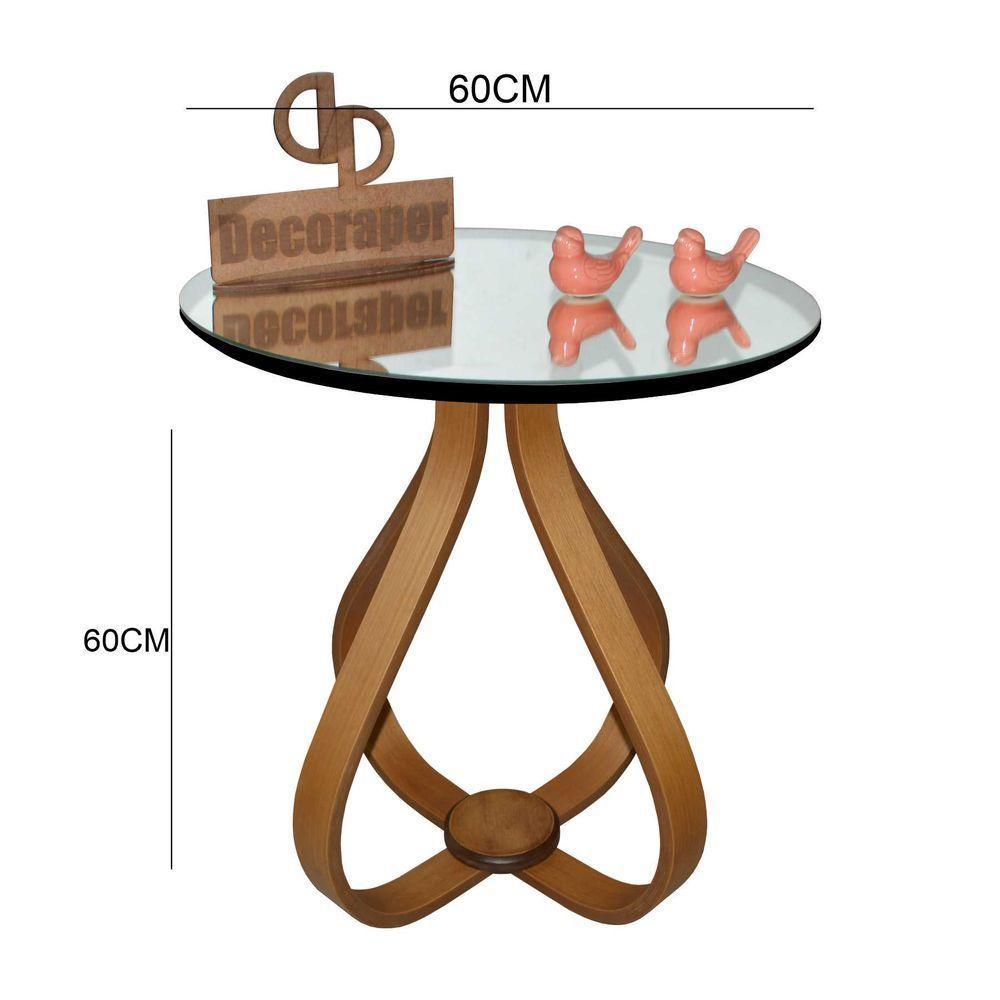 Mesa Lateral Cebola Com Espelho 60cm Preto 60cm - 2