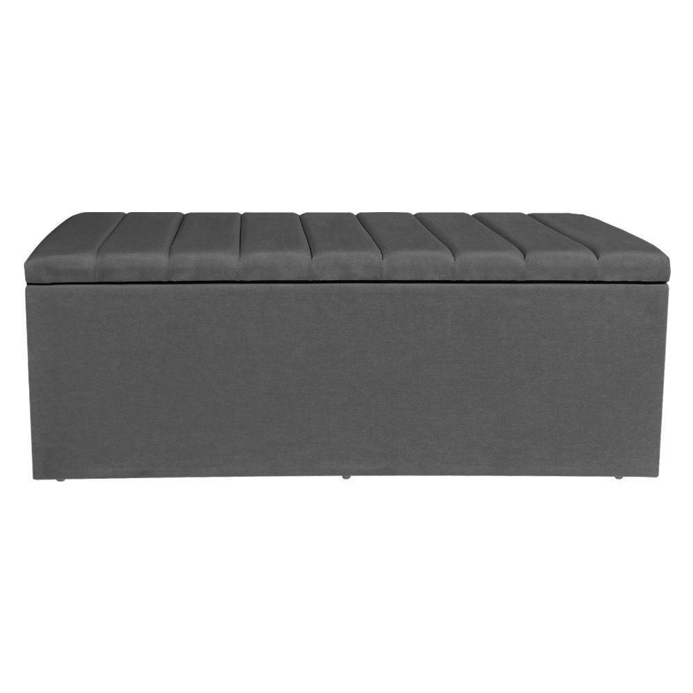 Calçadeira Baú Casal Queen 1,60m Londres Suede Cinza Dal Poz Estofados - 3