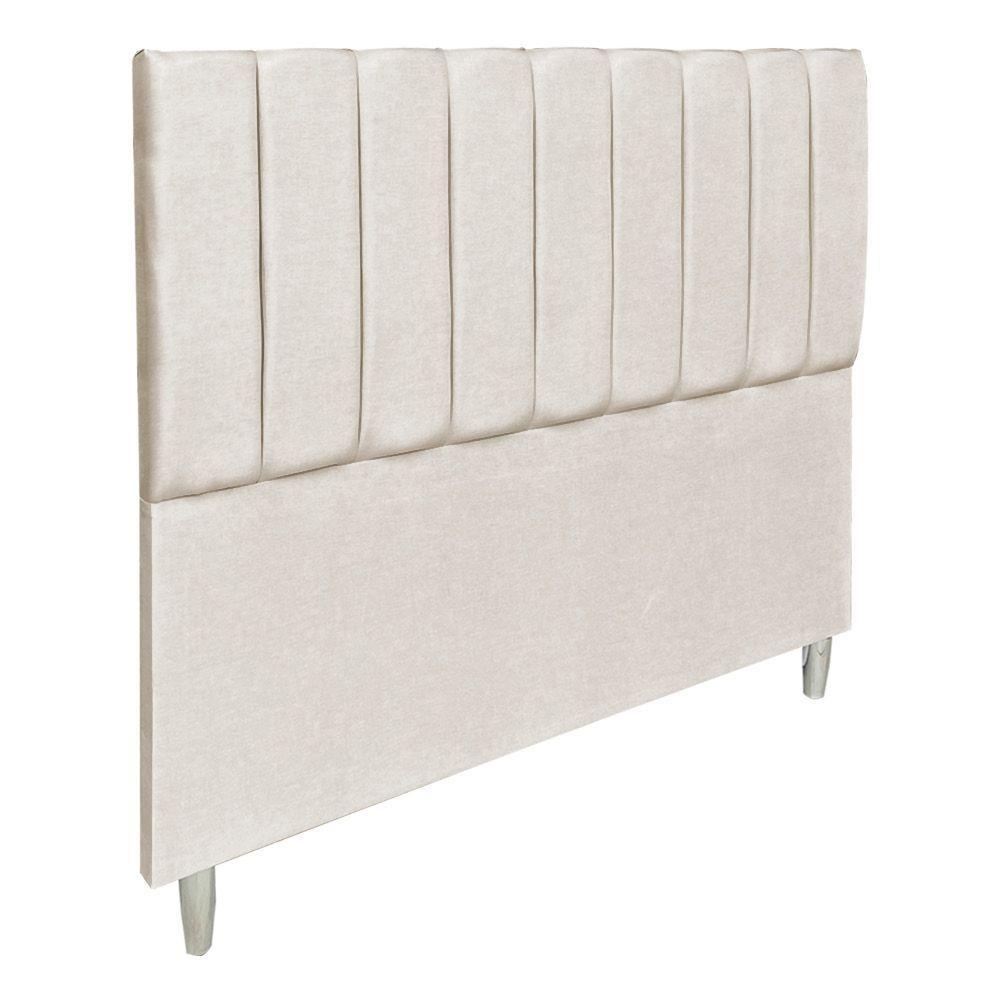 Kit Cabeceira E Calçadeira Baú Casal Queen 1,60m Londres Suede Bege Dal Poz Estofados - 2