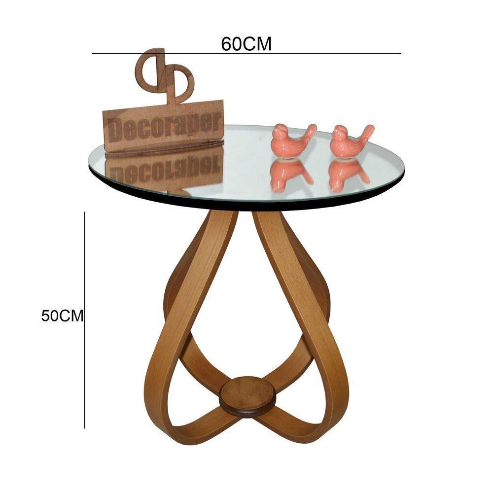 Mesa Lateral Cebola Com Espelho 60cm Preto 50cm - 2