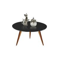 Mesa Mesinha De Centro 70cm Laqueado Com Vidro Preto - 1